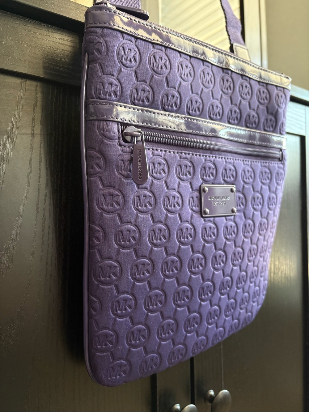 Michael Kors Deep Purple MK Embossed Crossbody Bag